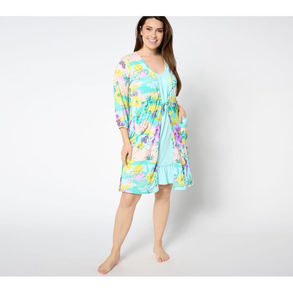 Cuddl Duds Women's Sleepwear Sz S Cool Airy Making Waves Tank Dress Blue